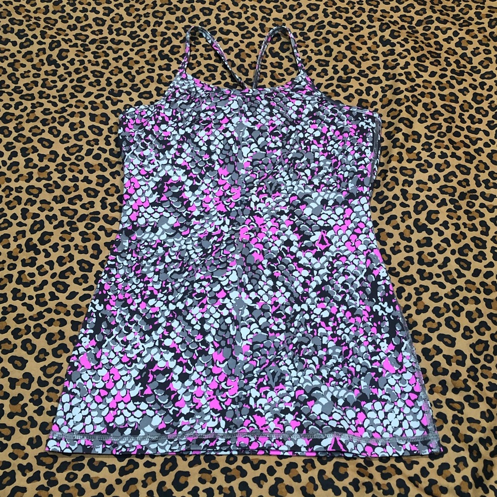 Ivivva Lululemon Athletica Power Y Tank Everlux Fuscia/Gray Snake Print *Size 14